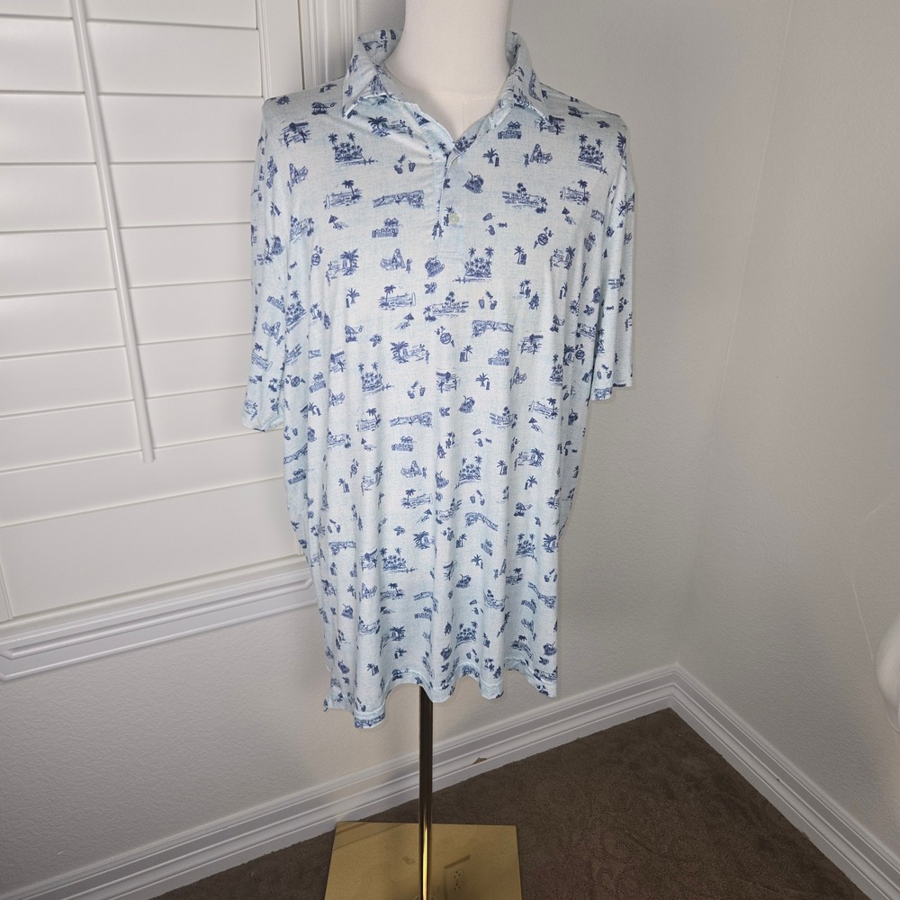 Johnnie-O Featherweight Polo XXL Tiki Bar Print UPF 50 Hammock Bay Golf - Picture 13 of 15